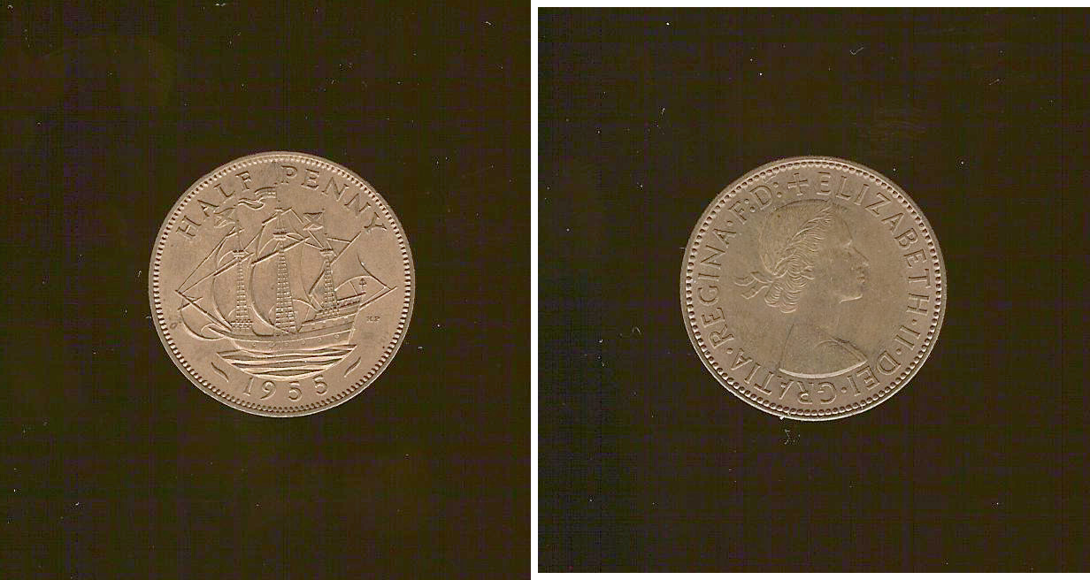 ROYAUME-UNI 1/2 penny 1955 SPL